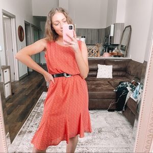 Vintage red polka dot midi dress